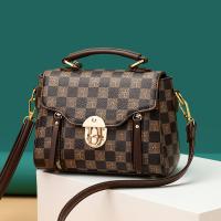 PU Leather Easy Matching Handbag attached with hanging strap plaid PC