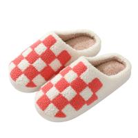 Suede Fluffy slippers hardwearing & thermal plaid Pair