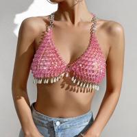 Acrylic Acid Camisole midriff-baring & backless & hollow Solid pink : PC