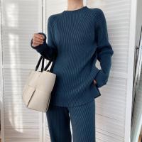 Polyester Vrouwen Casual Set Wijde broek met brede benen & Trui Solide meer kleuren naar keuze : Instellen