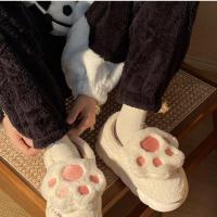 Plush & PVC & EVA heighten Fluffy slippers & anti-skidding & thermal Solid Pair