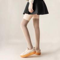 Combed Cotton Women Knee Socks thermal Solid Pair