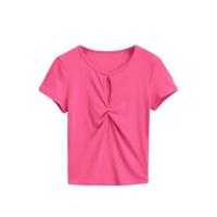 Cotton Slim Women Short Sleeve T-Shirts & hollow patchwork Solid PC