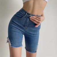 Cotton Slim Women Capri Pants side slit patchwork Solid PC