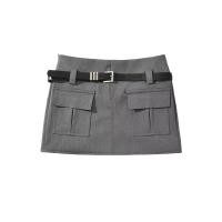 Cotton Slim Skirt & anti emptied patchwork Solid dark gray PC