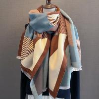 Acrylic Women Scarf double-sided & thicken & thermal geometric PC