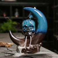 Ceramics Backflow Burner Halloween Design & for home decoration & durable handmade blue PC