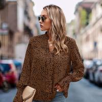 Polyester Women Long Sleeve Blouses slimming printed leopard PC