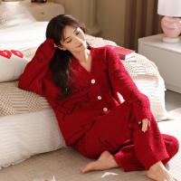 Polyester Vrouwen Pyjama Set Rode Instellen