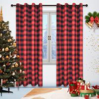 Polyester shading Curtain printed plaid PC