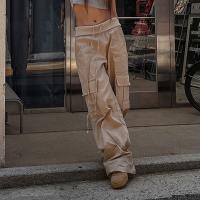 Polyester Women Long Trousers & loose khaki PC
