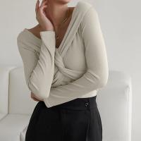 Rayon & Spandex Slim Women Long Sleeve Blouses khaki PC