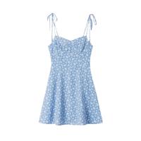 Baumwolle Slip Kleid, Gedruckt, Blau,  Stück