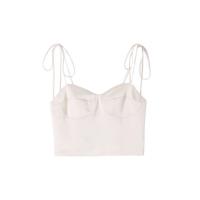 Cotton Slim Camisole midriff-baring patchwork Solid PC