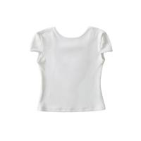 Cotton Women Short Sleeve T-Shirts midriff-baring & backless patchwork Solid PC