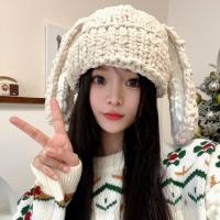 Caddice Bunny Ears Knitted Hat thermal & for women knitted Solid : PC