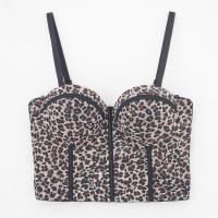 Polyester Camisole midriff-baring & skinny printed leopard brown PC