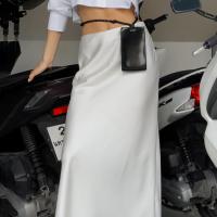 Spandex & Polyester Slim Maxi Skirt back split white PC