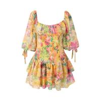 Cotton Waist-controlled One-piece Dress slimming printed PC