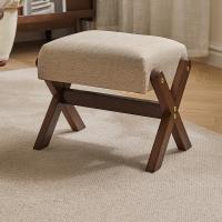 Solid Wood Stool durable Cotton Linen PC