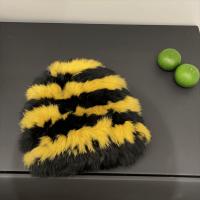Rabbit Fur & Polyester Knitted Hat thermal striped PC