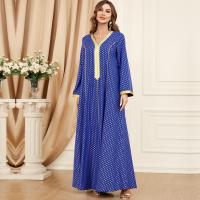 Polyester Soft Middle Eastern Islamic Muslim Dress large hem design & slimming & loose printed dot PC