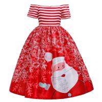 Polyester Christmas costume Girl One-piece Dress christmas design printed PC