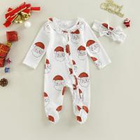 Cotton Baby Jumpsuit christmas design printed white PC