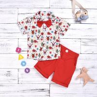 Cotton Boy Clothing Set christmas design & two piece Pants & top printed red Set