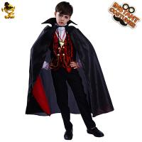 Polyester Children Vampire Costume neckwear & cloak & vest & Pants printed black Set