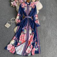 Polyester Einteiliges Kleid, Gedruckt, Floral, mehr Farben zur Auswahl, :,  Stück