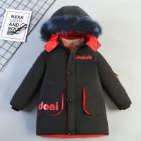 Polyester Boy Parkas mid-long style & thicken & thermal printed letter PC