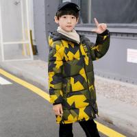 Polyester Boy Parkas mid-long style & thicken & thermal printed letter PC