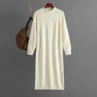Core-spun Yarn Soft & Straight Sweater Dress loose Solid : PC