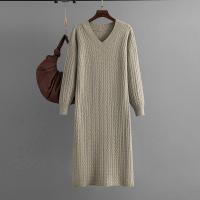 Core-spun Yarn Soft & Straight Sweater Dress loose & thermal Solid : PC