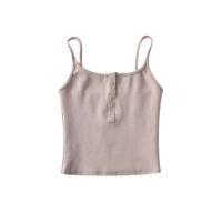 Cotton Slim Camisole midriff-baring patchwork Solid PC