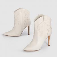 PU Leather Stiletto High-Heeled Shoes white Pair