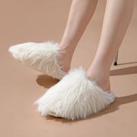 Plush & PVC Fluffy slippers hardwearing & thermal Pair