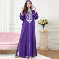 Polyester Soft & With Siamese Cap Middle Eastern Islamic Muslim Dress & floor-length Solid purple PC