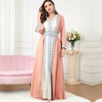 Polyester long style & front slit Middle Eastern Islamic Muslim Dress & two piece Solid Set