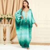 Polyester long style Middle Eastern Islamic Muslim Dress slimming green : PC