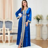 Pleuche Soft & front slit Middle Eastern Islamic Muslim Dress & floor-length Solid PC