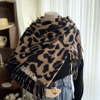 Polyester Tassels Women Scarf can be use as shawl & double-sided & thermal printed leopard PC