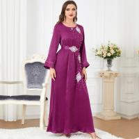 Polyester Soft Middle Eastern Islamic Muslim Dress & floor-length & breathable Solid purple PC