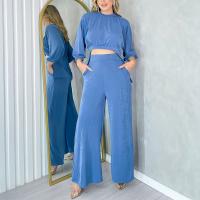 Polyester Frauen Casual Set, Lange Hose & Nach oben, Solide, mehr Farben zur Auswahl,  Festgelegt