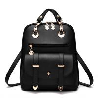 PU Leather Easy Matching Backpack hardwearing Solid PC