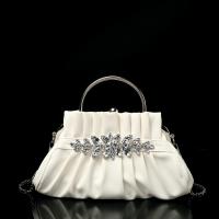 Polyester Pleat Clutch Bag with chain & with rhinestone PC