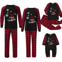 Polyester Parent-Child Cloth Set christmas design & loose printed letter red Set