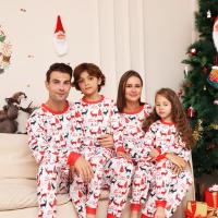 Polyester Parent-child Sleepwear christmas design & loose printed Cartoon red Set