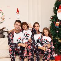 Polyester Parent-child Sleepwear christmas design & loose printed letter black Set